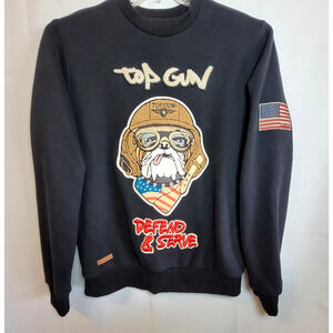 Top Gun Defend & Serve Pullover Sweatshirt Men's M Black Long Sleeve Crewneck